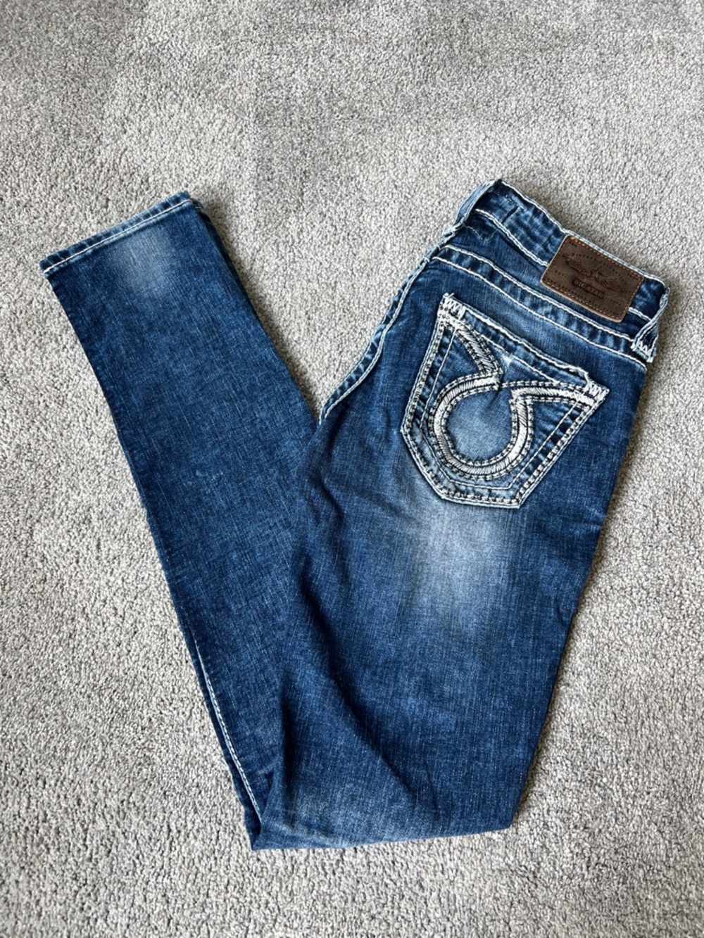 Big Star Women's Dark Blue Skinny Jeans with Embroidered Back Pocket- 26